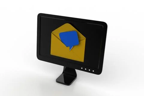 Opening e mail letter on computer monitor Free Stock Illustration