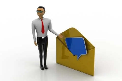 Opening e mail letter with man Free Stock Illustration