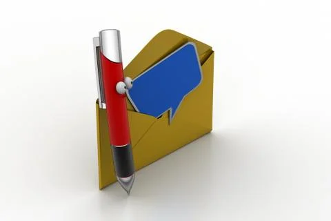 Opening e mail letter with pen Free Stock Illustration