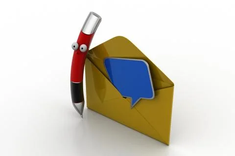 Opening e mail letter with pen Free Stock Illustration