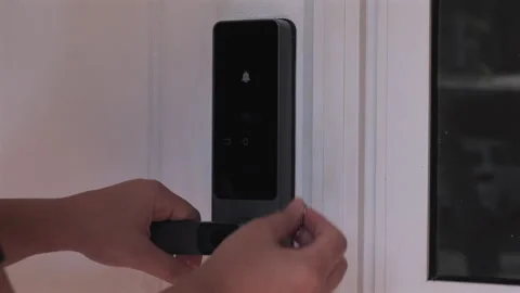 Opening Electronic Smart Lock with Key Tag Stock Footage 336669644