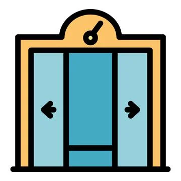 Opening the elevator doors icon color outline vector Illustrazione stock