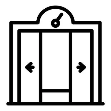 Opening the elevator doors icon, outline style Illustrazione stock