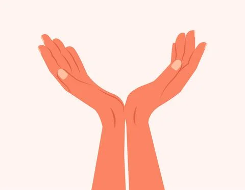 Opening empty handful lifting them up for help. side view. Vector illustration Illustrazione stock
