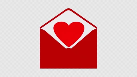 Opening envelope and heart animation. 4K resolution. Alpha channel. Stock Footage 261501958