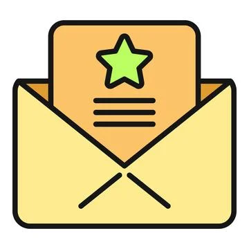 Opening envelope showing star feedback message icon Stock Illustration