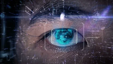 Opening Eyes To Access Digital Information Stock Footage 123129861