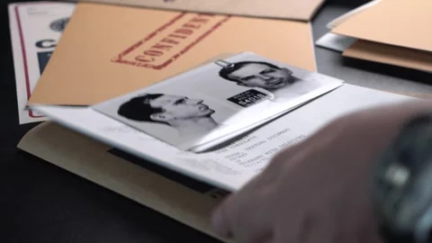 Opening FBI File Folder, JFK Assassination Case With Copy of Original Documents Video stock 324493431