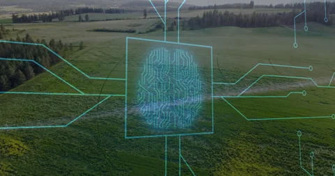 Opening field view starting neon square, circuit lines extending, ring morphing Stock Footage 314174502