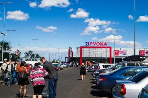 The opening of the Finnish store TO-RUOKA on Rostelecom highway. Stock Photos