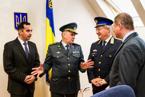 The opening of the first joint contact point on the Ukrainian-Hungarian border Stock Photos