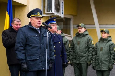 The opening of the first joint contact point on the Ukrainian-Hungarian border Stock Photos