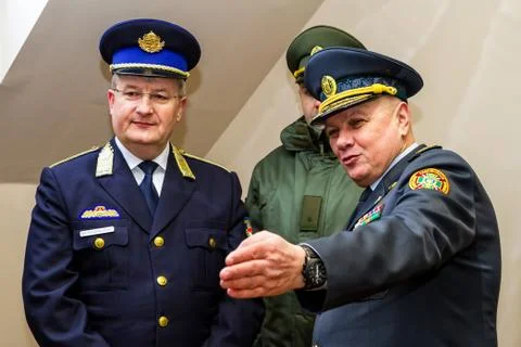 The opening of the first joint contact point on the Ukrainian-Hungarian border Stock Photos