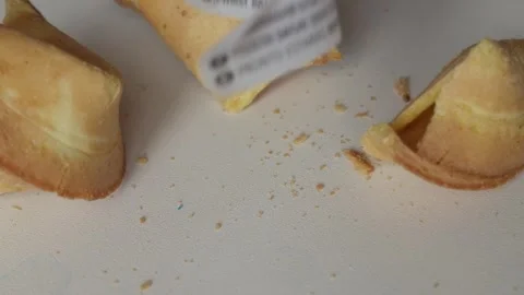 Opening Fortune Cookie to Discover an Optimistic Future Message Video stock 328072794