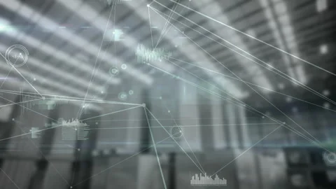 On opening frame thin white lines tracing node links and pulsing data blocks 스톡 동영상 313494695