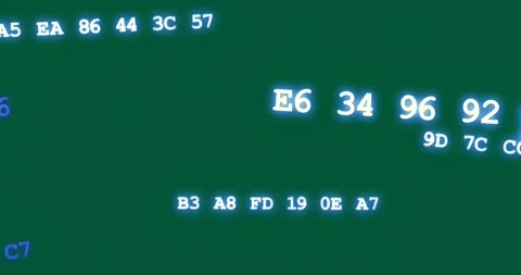 Opening frames starting hex tokens appearing and drifting on transparent canvas, Video stock 329503164