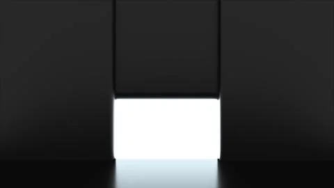 Opening gates with shine, computer generated. 3d rendering of automatic sliding Illustrazione stock