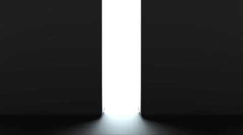 Opening gates with shine, computer generated. 3d rendering of automatic sliding Illustrazione stock