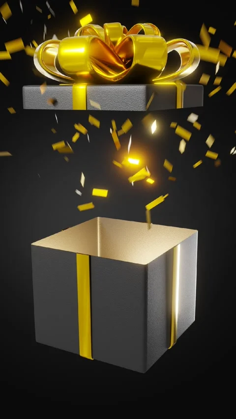 Opening gift box with confetti Stock Footage 287933573