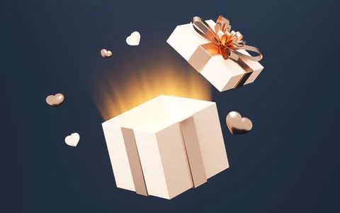 Opening gift box with dark background. Holiday gift. Valentines Gift. Holid.. Stock Illustration