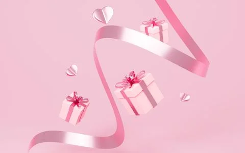 Opening gift box with pink envelope. Valentine's Day gifts. Valentine's Day.. Stock Illustration