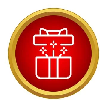 Opening gift box present surprise icon button Stock Illustration