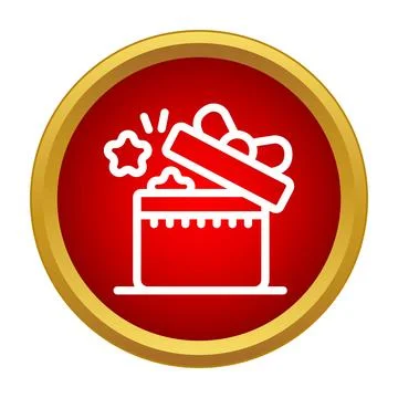 Opening gift box with stars inside icon Stock Illustration