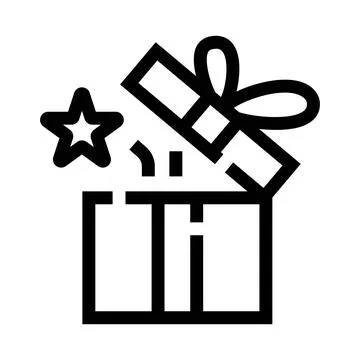 Opening gift box with surprising star and confetti Illustrazione stock