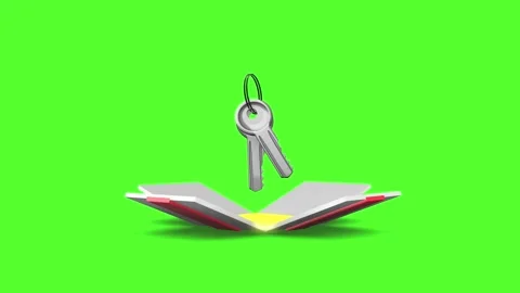 Opening a gift with house keys inside on a green background Stock Footage 301820846