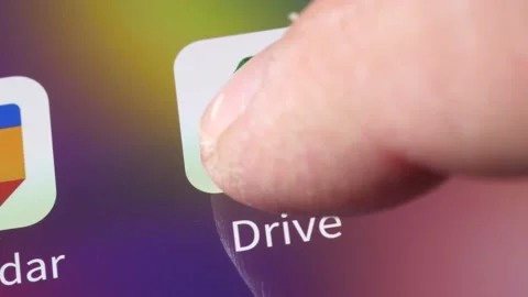 Opening Google Drive App on Mobile Phone Closeup Cloud Storage 库存影片 144939473