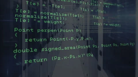 Opening green C++ overlay scrolling revealing functions computing intersections 動画素材 313509196