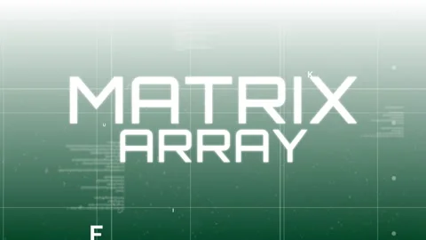 Opening green grid showing drifting letters aligning into MATRIX ARRAY on screen Stock Footage 311450746