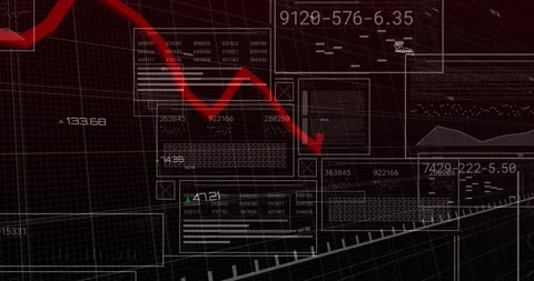 Opening grid panels and tracing layouts then sweeping red line graph causing Stock Footage 314791568