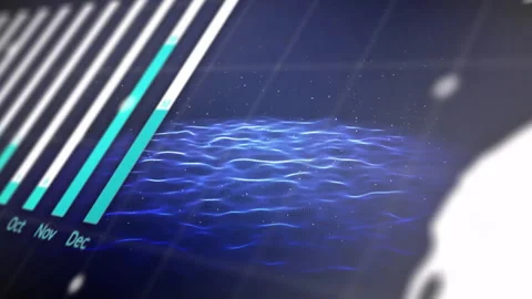 Opening grid sending bar chart emerging while wave flowing elements converging Stock Footage 310151148