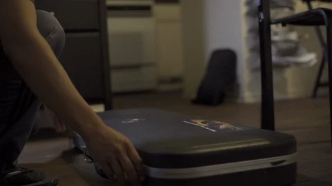 Opening the guitar case Stock-Footage 114394845