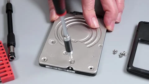 Opening hard disc of a laptop Stock Footage 329131526