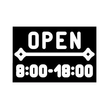 Opening hours information glyph icon vector illustration Illustrazione stock