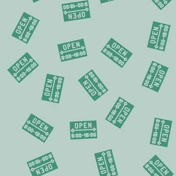 Opening hours information glyph vector seamless pattern Stock Illustration