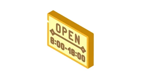 Opening hours information isometric icon animation Stock Footage 327276124
