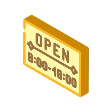 Opening hours information isometric icon vector illustration Stock Illustration