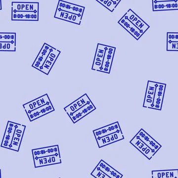 Opening hours information line vector seamless pattern 스톡 일러스트