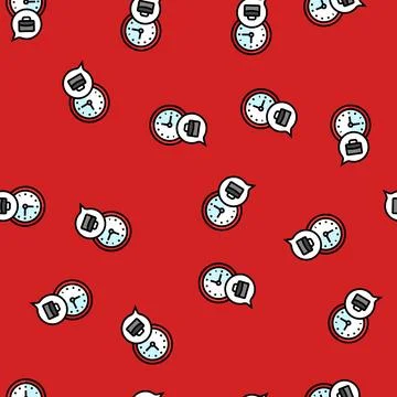 Opening hours information vector seamless pattern 库存插图
