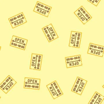Opening hours information vector seamless pattern Stock Illustration