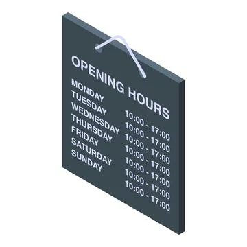 Opening hours mall icon isometric vector. Anytime working Stock Illustration