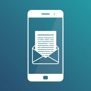 Opening of an incoming email to a smartphone. E-mailing, spam, e-commerce Stock Illustration