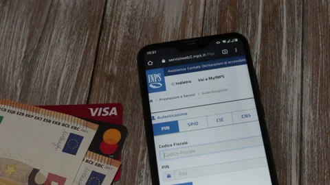 Opening of the INPS website on the smartphone screen. Stock Footage 150306139