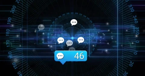 Opening interface blue bubble appearing pulsing while count climbing to Stock Footage 318115429