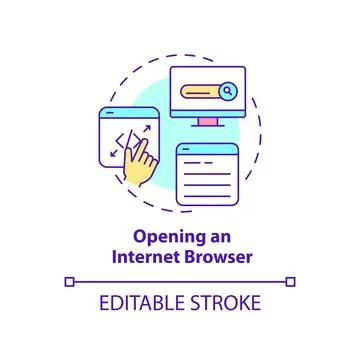 Opening internet browser concept icon Stock Illustration