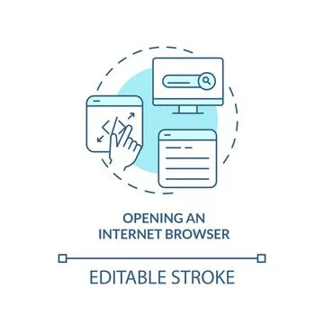 Opening internet browser turquoise concept icon Illustrazione stock