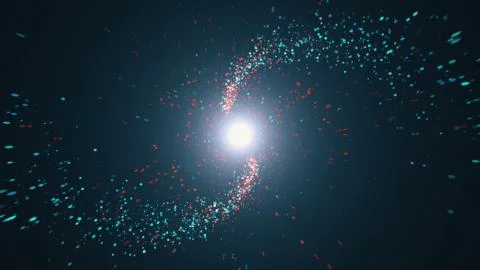 Opening intro Flash light, Lens flare, Red and blue particles Stock Illustration